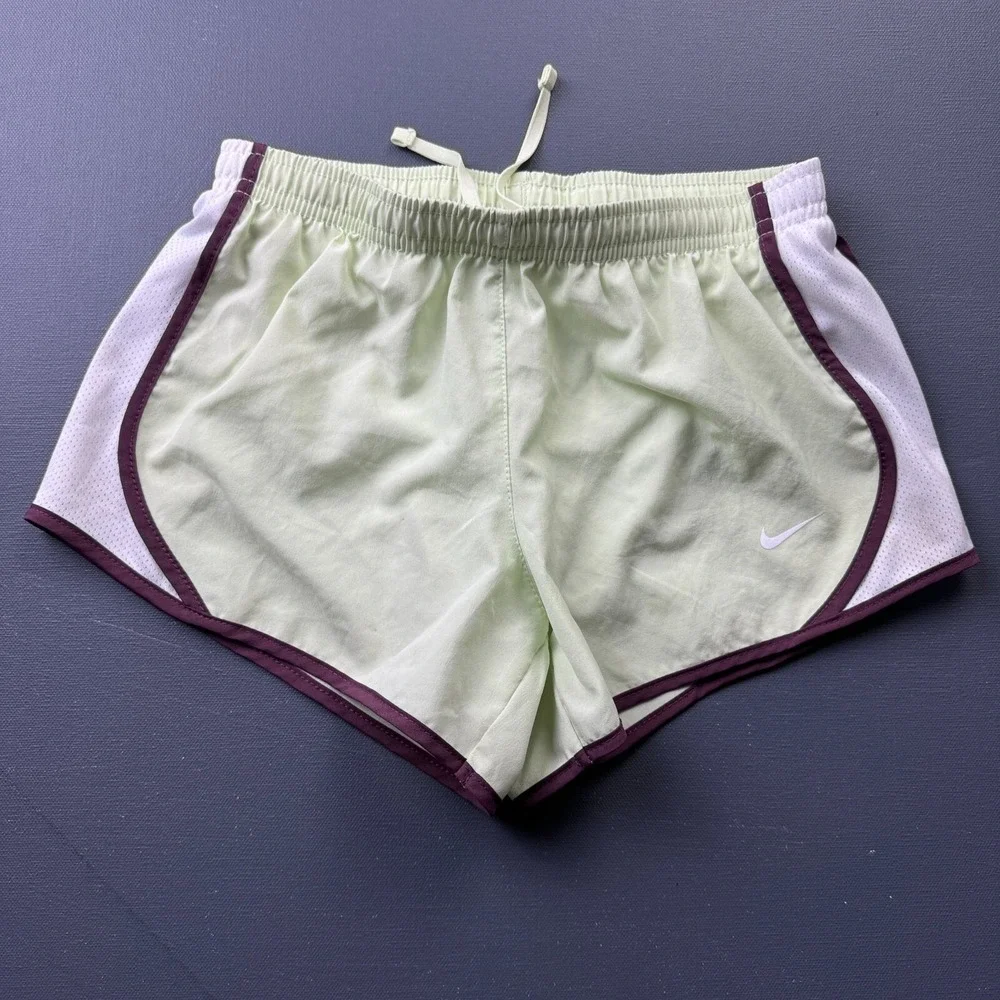 Nike Dri-FIT Women's Size Small Running Shorts Green Purple Athletic Gym Workout